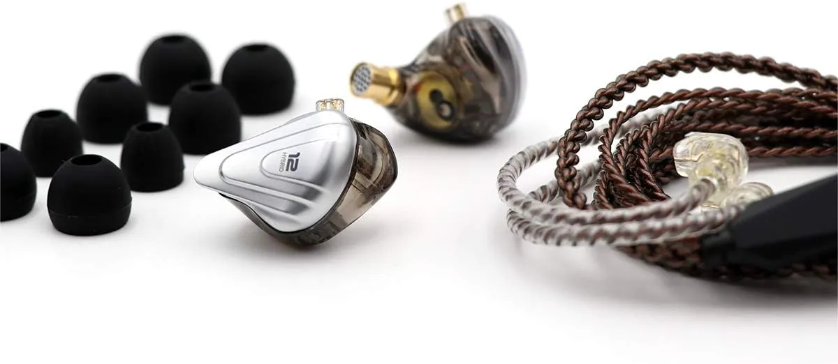 Linsoul KZ ZSX 5BA 1DD 6 Driver Hybrid in-Ear HiFi Earphones with Zinc Alloy Faceplate, Recessed 2 Pin Detachable Cable for Audiophile Musician (Without Mic, Black)