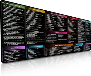 Linux Commands Mouse Pad | Shortcuts Cheat Sheet to Kali/Red/Hat/Ubuntu/OpenSUSE/Arch/Debian/Unix | Extended Large Cheat Sheet Desk Pad | 35.5" x 15.7" | Programmer Gifts