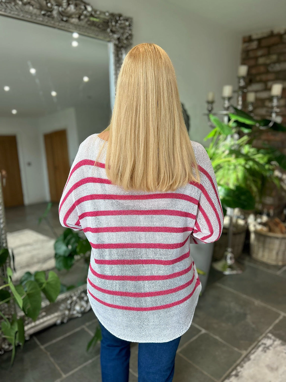 Lipstick Stripe Shimmer Fine Knit Chloe