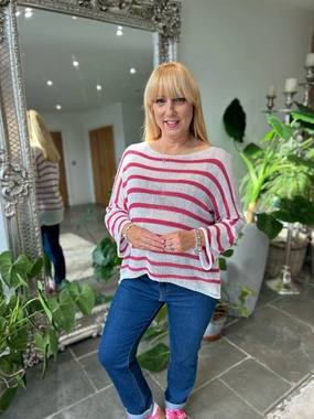 Lipstick Stripe Shimmer Fine Knit Chloe