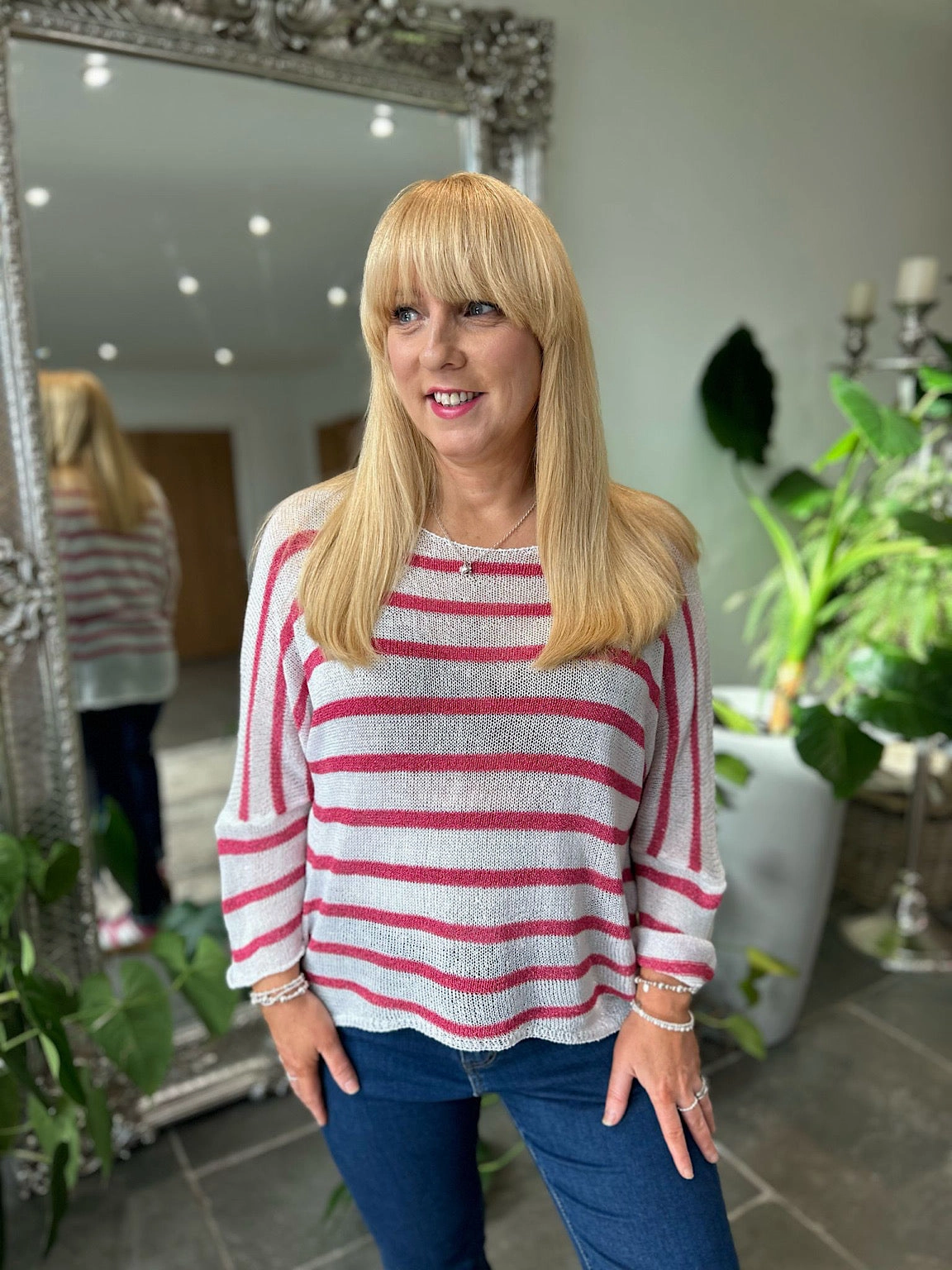 Lipstick Stripe Shimmer Fine Knit Chloe