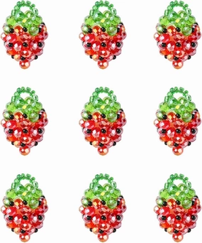 LiQunSweet 10 pcs Red Strawberry Theme Glass Charms Handmade Seed Bead Lovely Fruit Food Charms for DIY Jewelry Bracelet Necklace Earring Crafts Bag Keychian Decor