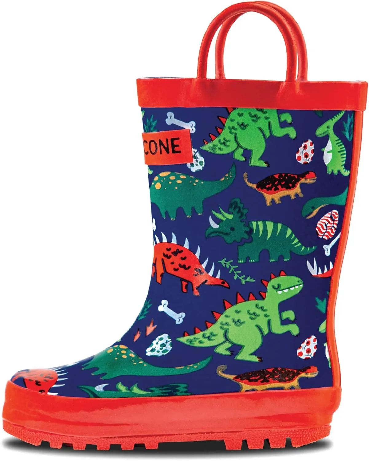 Lone Cone Kids Rain Boots for Girls & Boys – Waterproof Natural Rubber Toddler Rain Boots with Non-Slip Outsole & Easy Pull Handles – Solid, Pattern & Glitter Designs