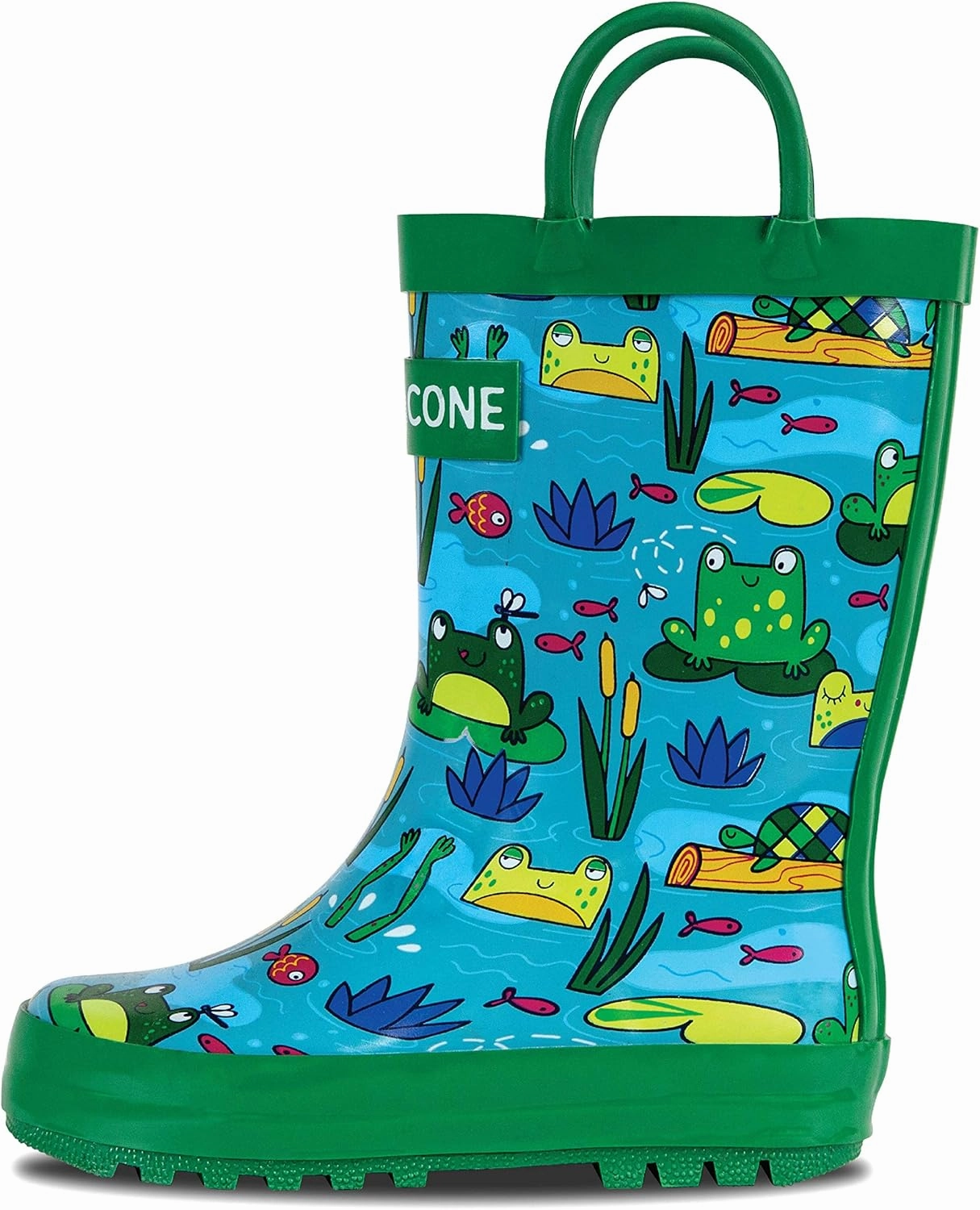 Lone Cone Kids Rain Boots for Girls & Boys – Waterproof Natural Rubber Toddler Rain Boots with Non-Slip Outsole & Easy Pull Handles – Solid, Pattern & Glitter Designs