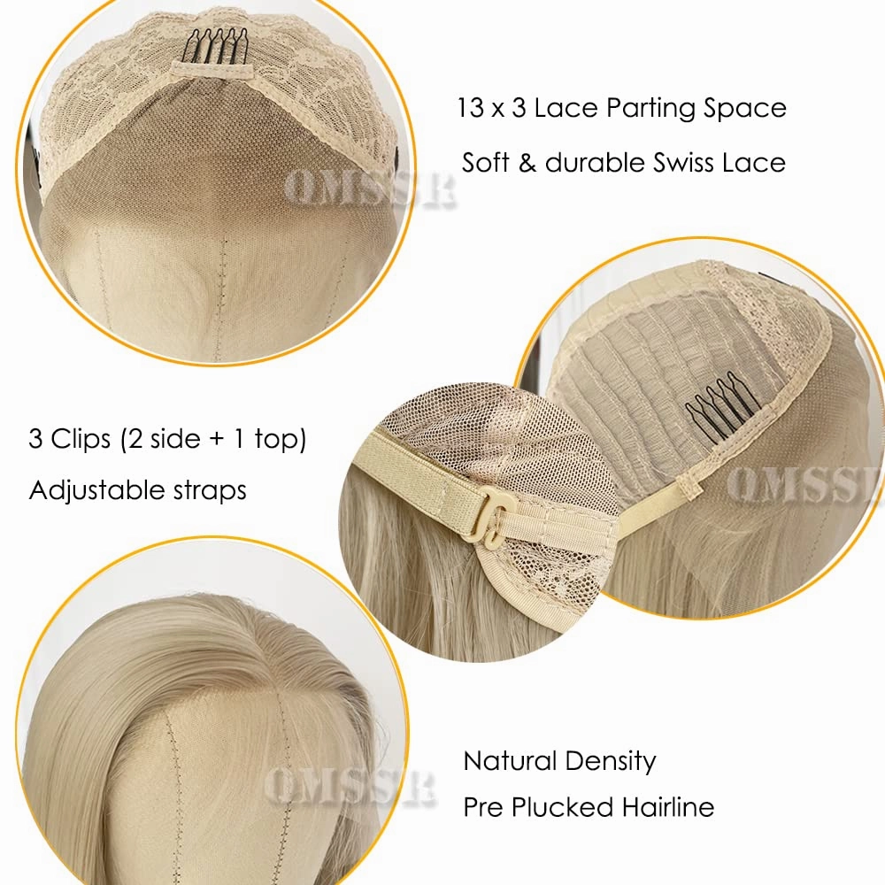 Long Straight Blonde Hair Wig Free Part Synthetic Lace Front Wigs Glueless Ash Blonde Lace Front Wigs for Women 22inch