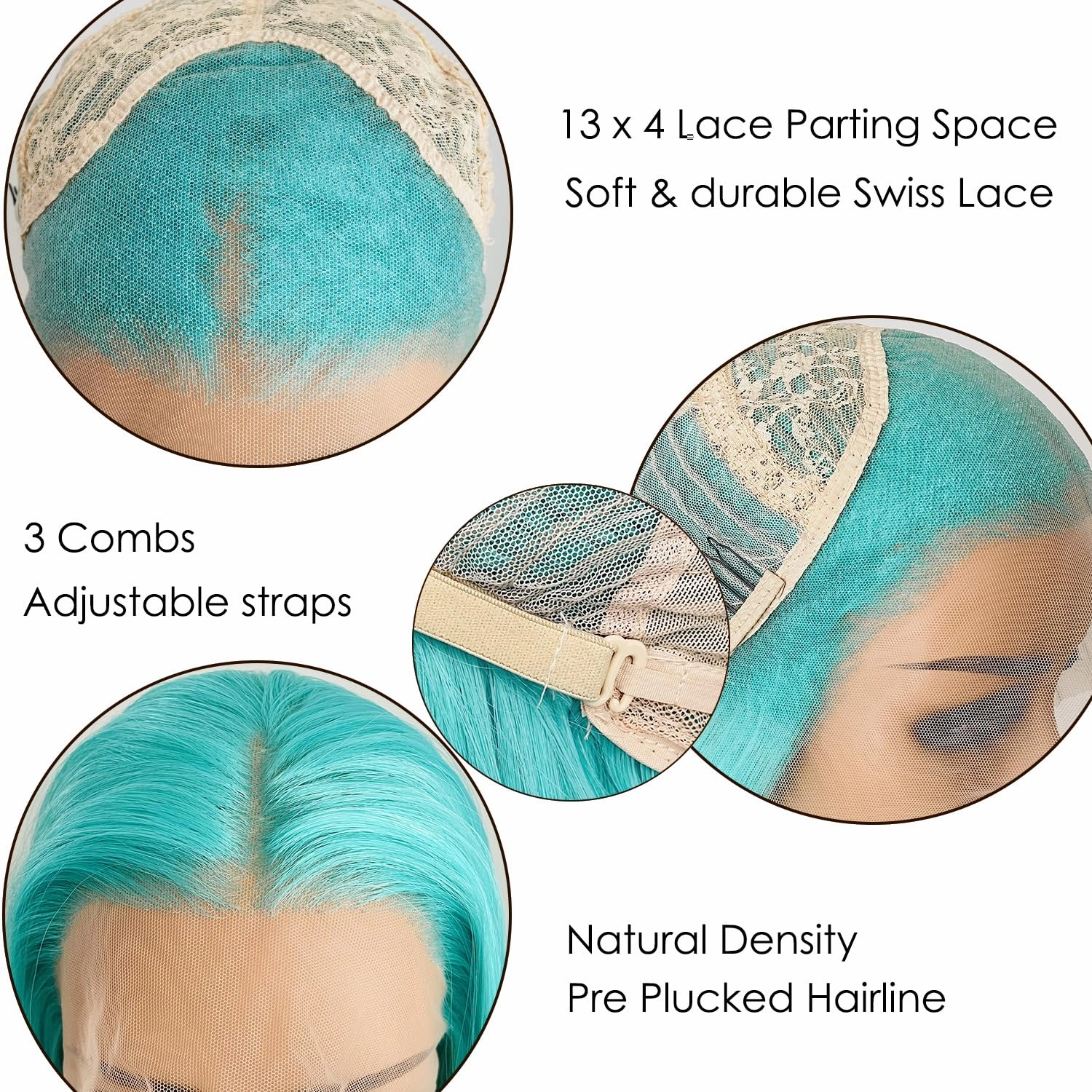Long Straight Lace Front Wig Blue Color Synthetic Lace Front Wigs for Fashion Women Greenish Blue Lace Front Wigs Pre Plucked Hairline