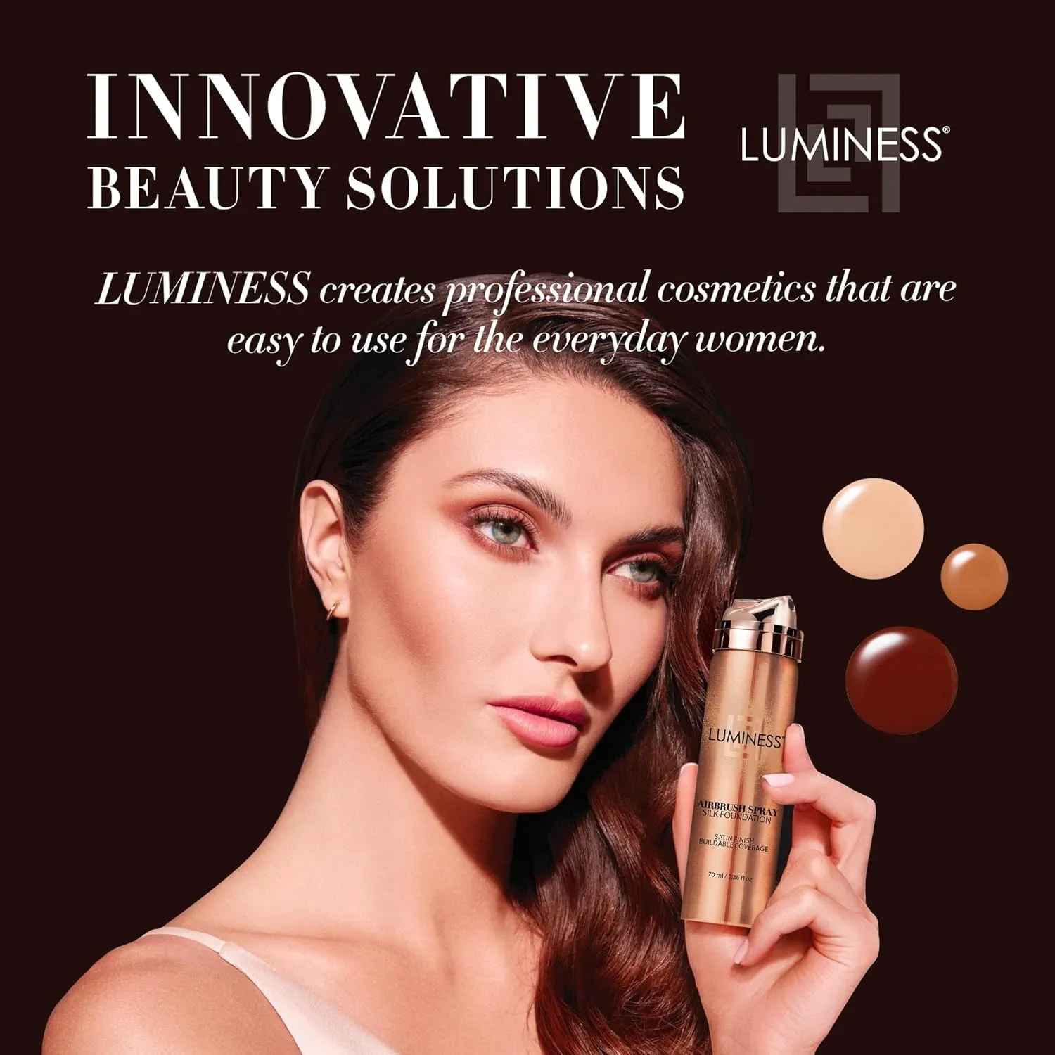 LUMINESS Silk Airbrush Spray Foundation - Full Coverage Foundation - Formula Hydrates & Moisturizes with Hyaluronic Acid, Aloe Vera & Hydrolyzed Silk (Shade - Tan Dark)