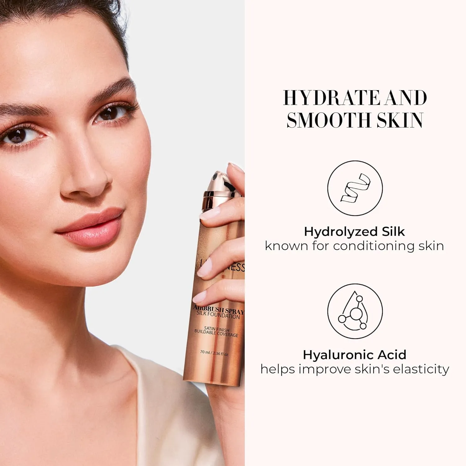 LUMINESS Silk Airbrush Spray Foundation - Full Coverage Foundation - Formula Hydrates & Moisturizes with Hyaluronic Acid, Aloe Vera & Hydrolyzed Silk (Shade - Tan Dark)