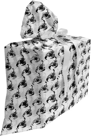 Lunarable Scorpion Gift Bag, Graphic Pattern of Poisonous Animal Silhouettes in Monotone Layout, Fabric Party Favor Pouch with 3 Ribbons, 27, Charcoal Grey and White