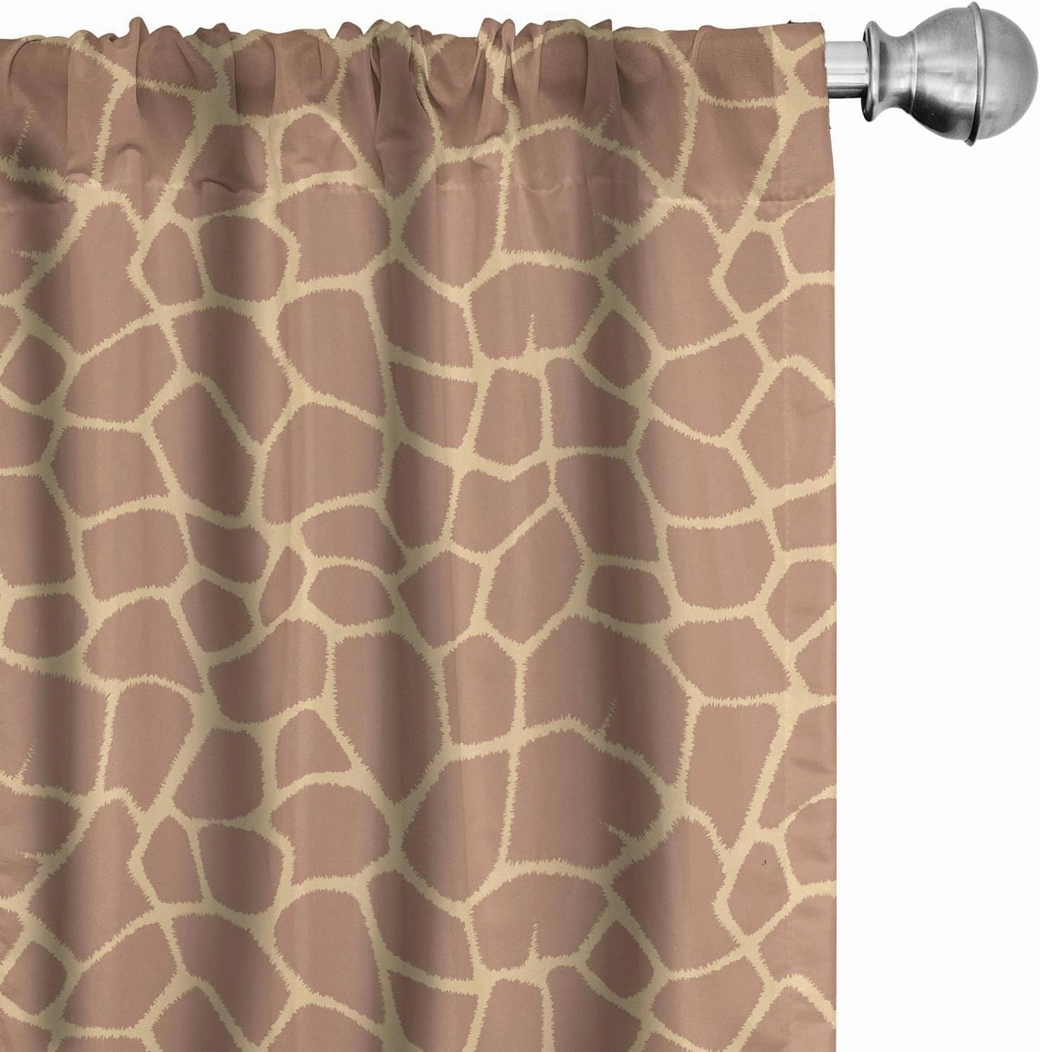 Lunarable Savannah Window Curtains, Ikat Style Inspired Coffee Tones of Giraffe Skin Animal Print Pattern, Lightweight Decor 2-Panel Set with Rod Pocket, Pair of - 28" x 63", Beige