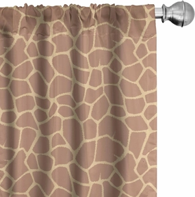 Lunarable Savannah Window Curtains, Ikat Style Inspired Coffee Tones of Giraffe Skin Animal Print Pattern, Lightweight Decor 2-Panel Set with Rod Pocket, Pair of - 28" x 63", Beige