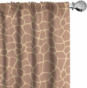 Lunarable Savannah Window Curtains, Ikat Style Inspired Coffee Tones of Giraffe Skin Animal Print Pattern, Lightweight Decor 2-Panel Set with Rod Pocket, Pair of - 28" x 63", Beige