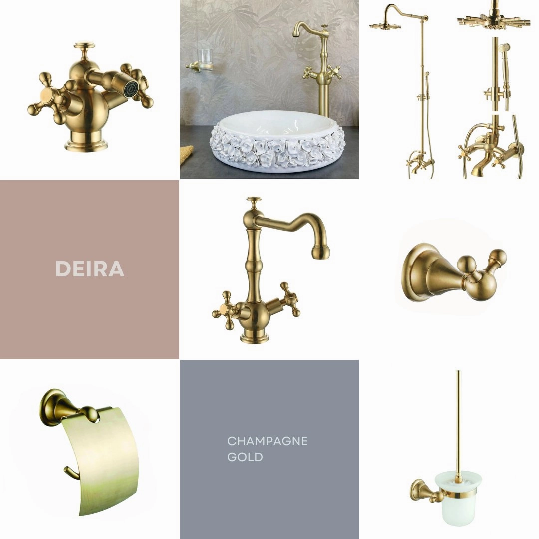 Luxury Double Towel Hook Deira Champagne Gold