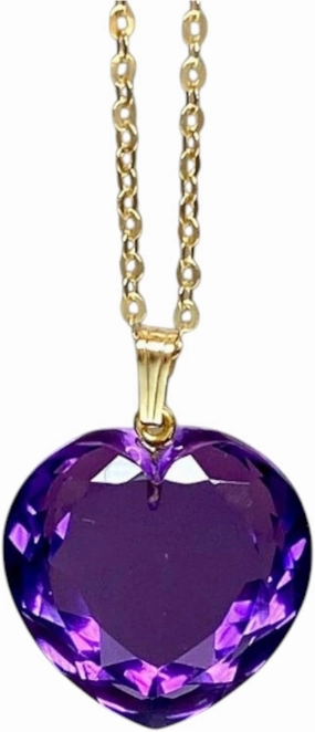 Luxury Necklace 14K Solid Gold Purple Amethyst Pendant Unique Heart Shape Gemstone Beautiful Necklace For Women's Gold Necklace