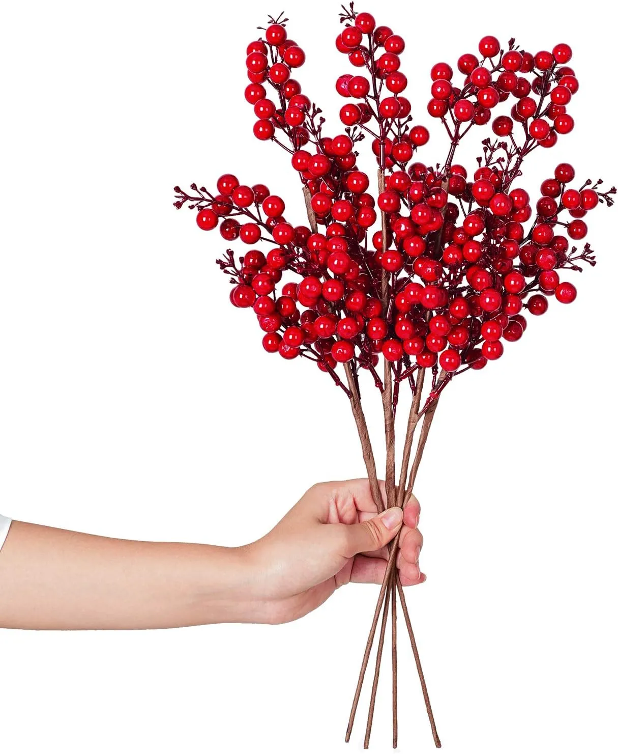 Lvydec 4 Pack Artificial Red Berry Stems Clearance - 19.5 Inch Christmas Holly Berry Branches for Holiday Home Decor and Crafts