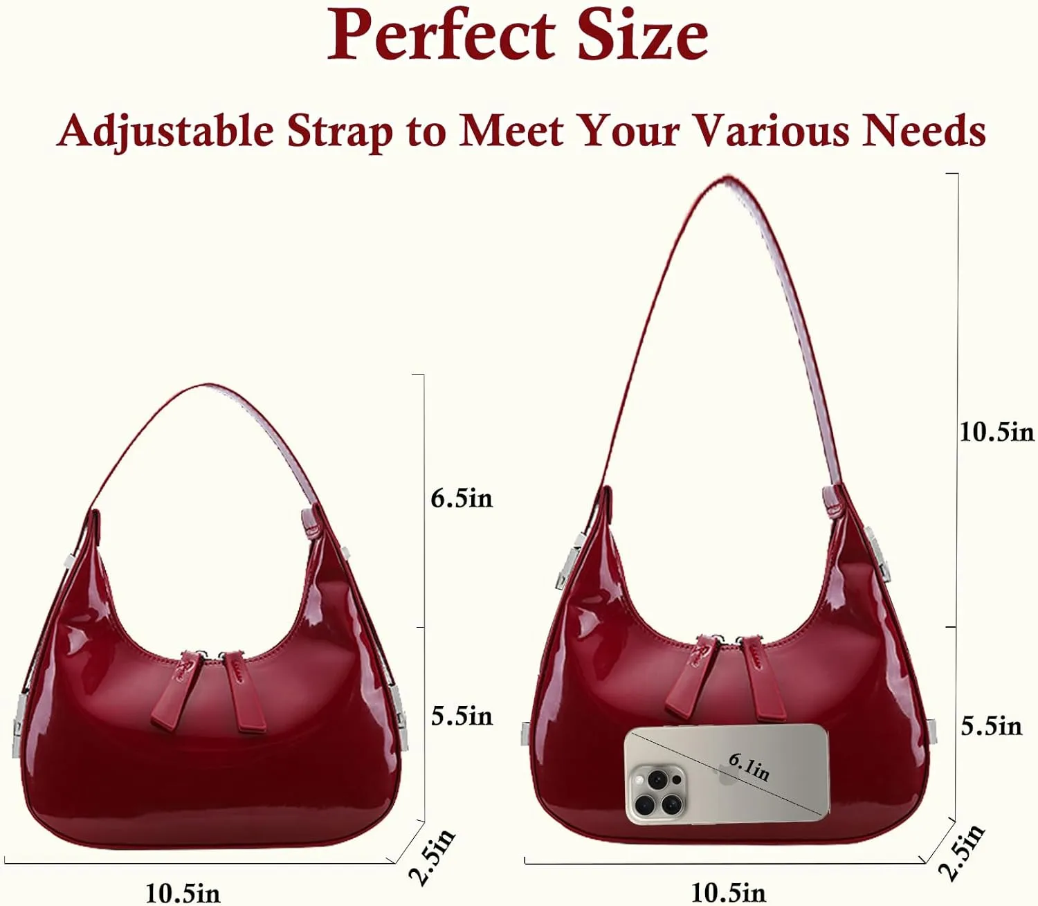 Lxyxinarhy Women's Crescent Shoulder Bag - Y2k Red Purse Retro 90S Top Handle Shoulder Underarm Handbags Clutch Purse