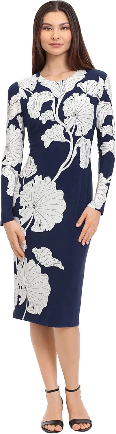 Maggy London Women's Long Sleeve Floral Printed Sheath
