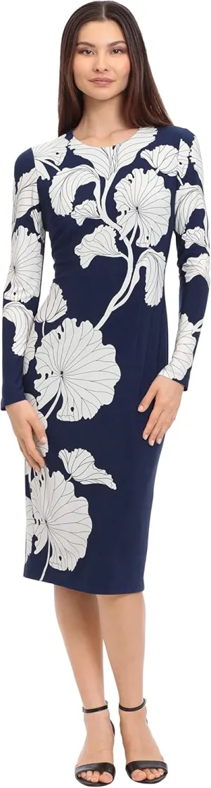 Maggy London Women's Long Sleeve Floral Printed Sheath