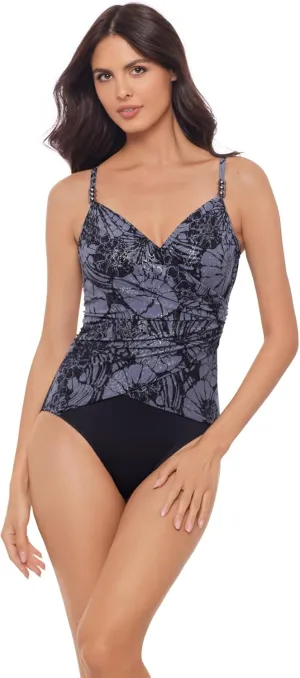 MagicSuit Women's Swimwear Louise Underwire Adjustable One Piece Swimsuit, Blue/Multi, 08