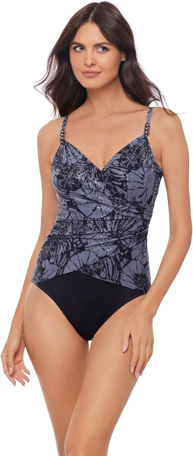 MagicSuit Women's Swimwear Louise Underwire Adjustable One Piece Swimsuit, Blue/Multi, 08
