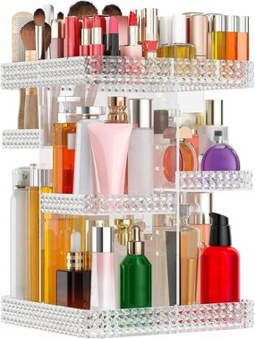 Makeup Organizer 360° Rotating Acrylic Clear Organizador De Perfumes, 7 Layers Large Makeup Organizers and Storage, Perfume Organizer for Vanity, Dresser (Plus Size Clear)