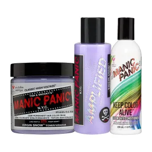 MANIC PANIC Amplified Bundle: Virgin Snow Blonde Toner, Classic Toner, and Keep Color Alive Conditioner