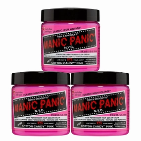 MANIC PANIC Classic Cotton Candy Pink Semi Permanent Hair Color - Bright Pink Hair Dye for Women & Men That Lasts 4-6 Weeks - Vegan, Ammonia & Cruelty-Free - Create & Mix Custom Shades (4oz / 3pk)