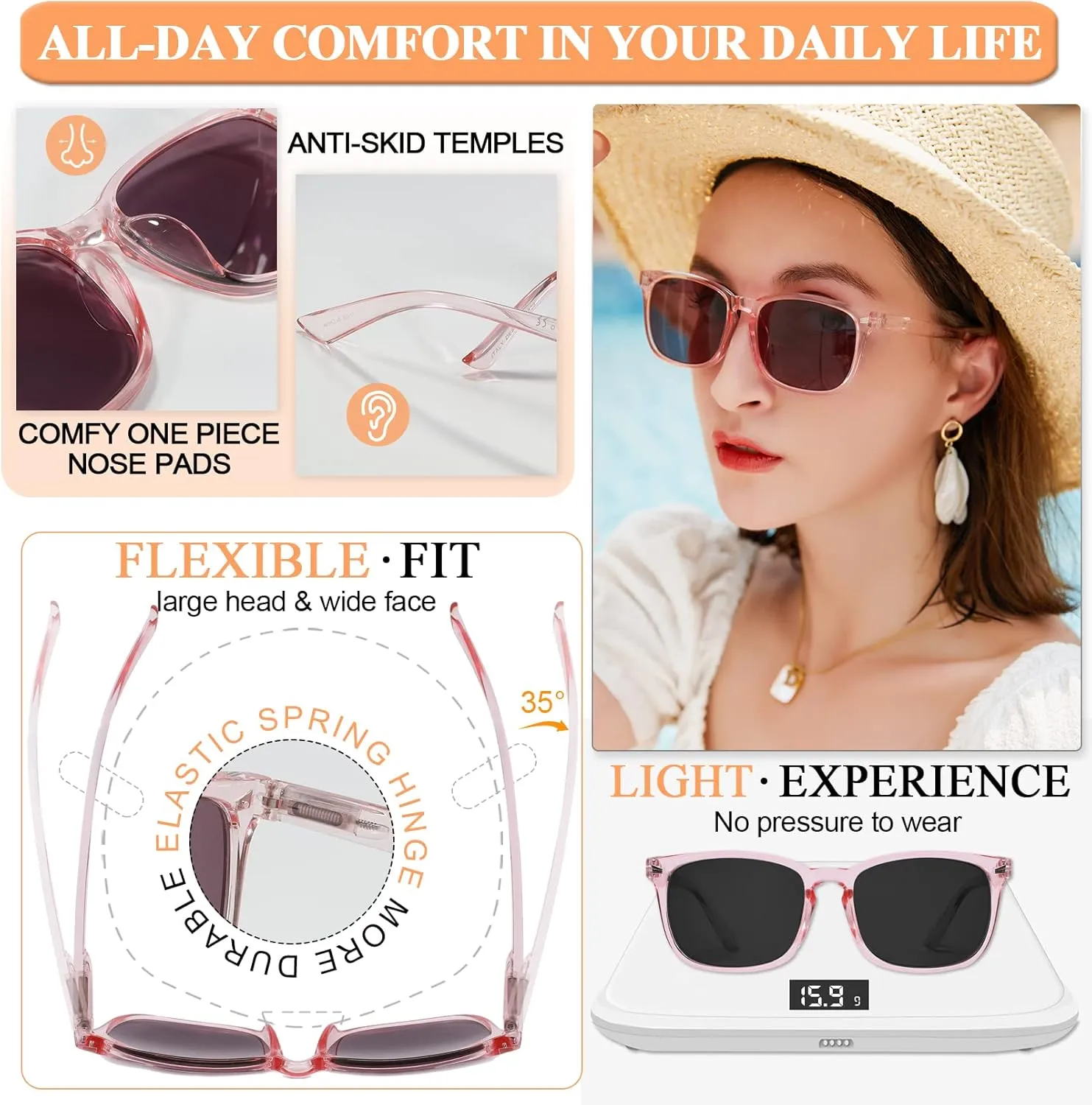 MARE AZZURO Outdoor Reading Sunglasses Women 0.50 0.75 1.00 1.25 1.50 1.75 2.00 2.25 2.50 2.75 3.00 3.25 3.50 3.75 4.00 (Pink, 0.5)
