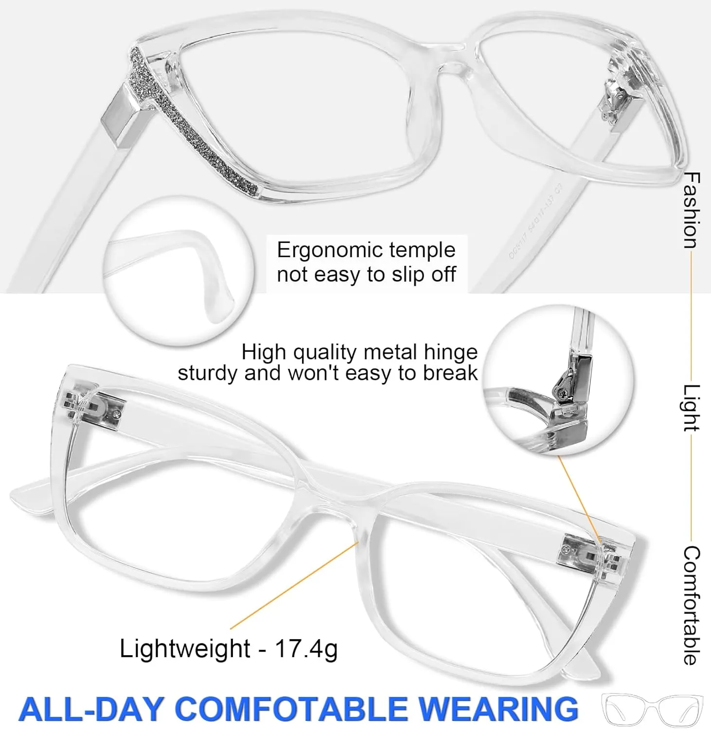 MARE AZZURO Oversized Reading Glasses Women Designer Glitter Readers 1.0 1.25 1.5 1.75 2.0 2.25 2.5 2.75 3.0 3.5 4.0 5.0 6.0