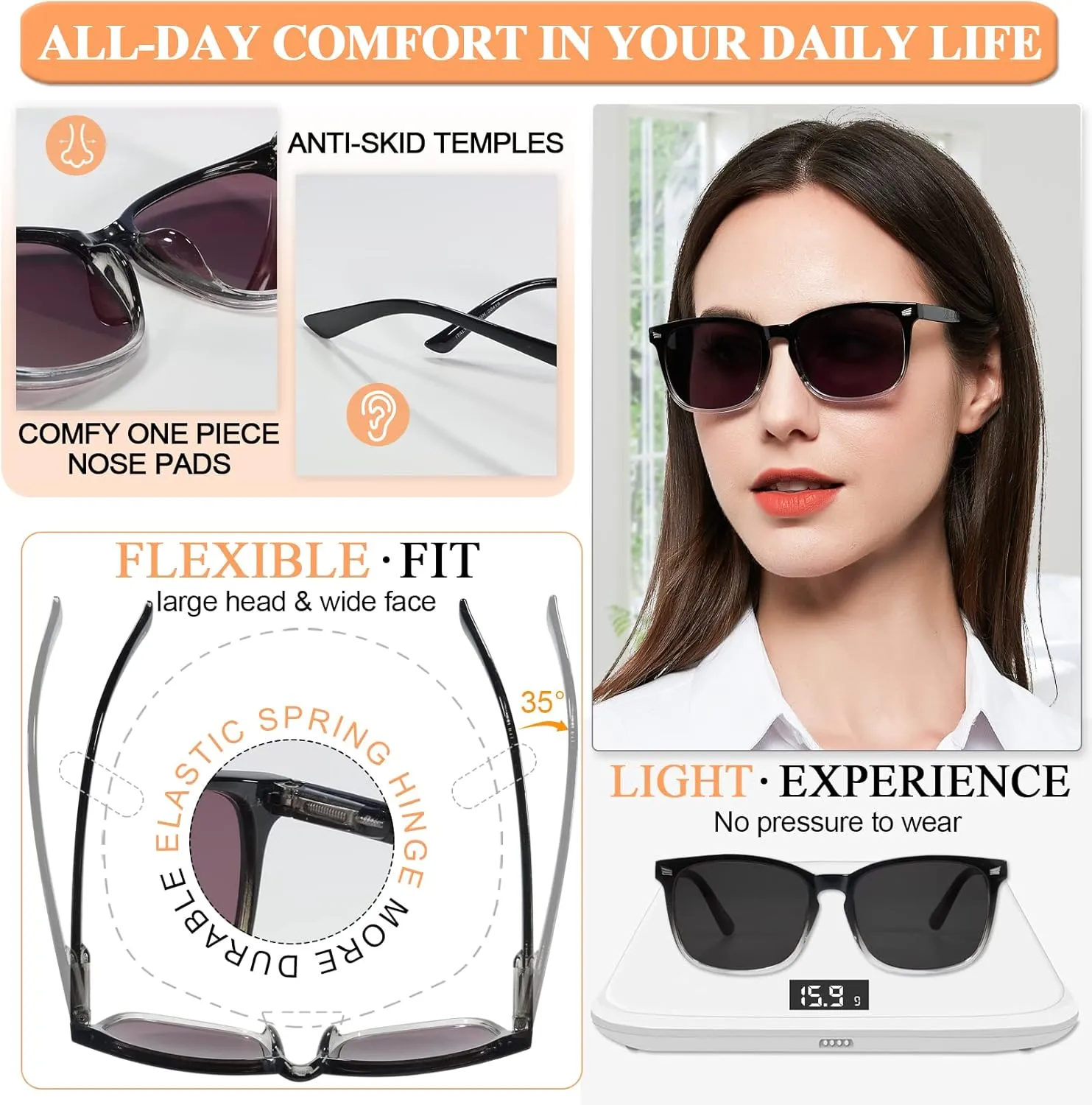 MARE AZZURO Reader Sunglasses 1.0 Women Outdoor Sun Reading Glasses 1.00 1.25 1.50 1.75 2.00 2.25 2.50 2.75 3.00 3.50 4.00 (Black clear, 100