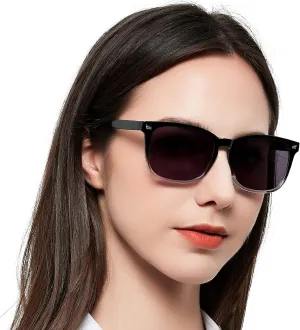 MARE AZZURO Reader Sunglasses 1.0 Women Outdoor Sun Reading Glasses 1.00 1.25 1.50 1.75 2.00 2.25 2.50 2.75 3.00 3.50 4.00 (Black clear, 100