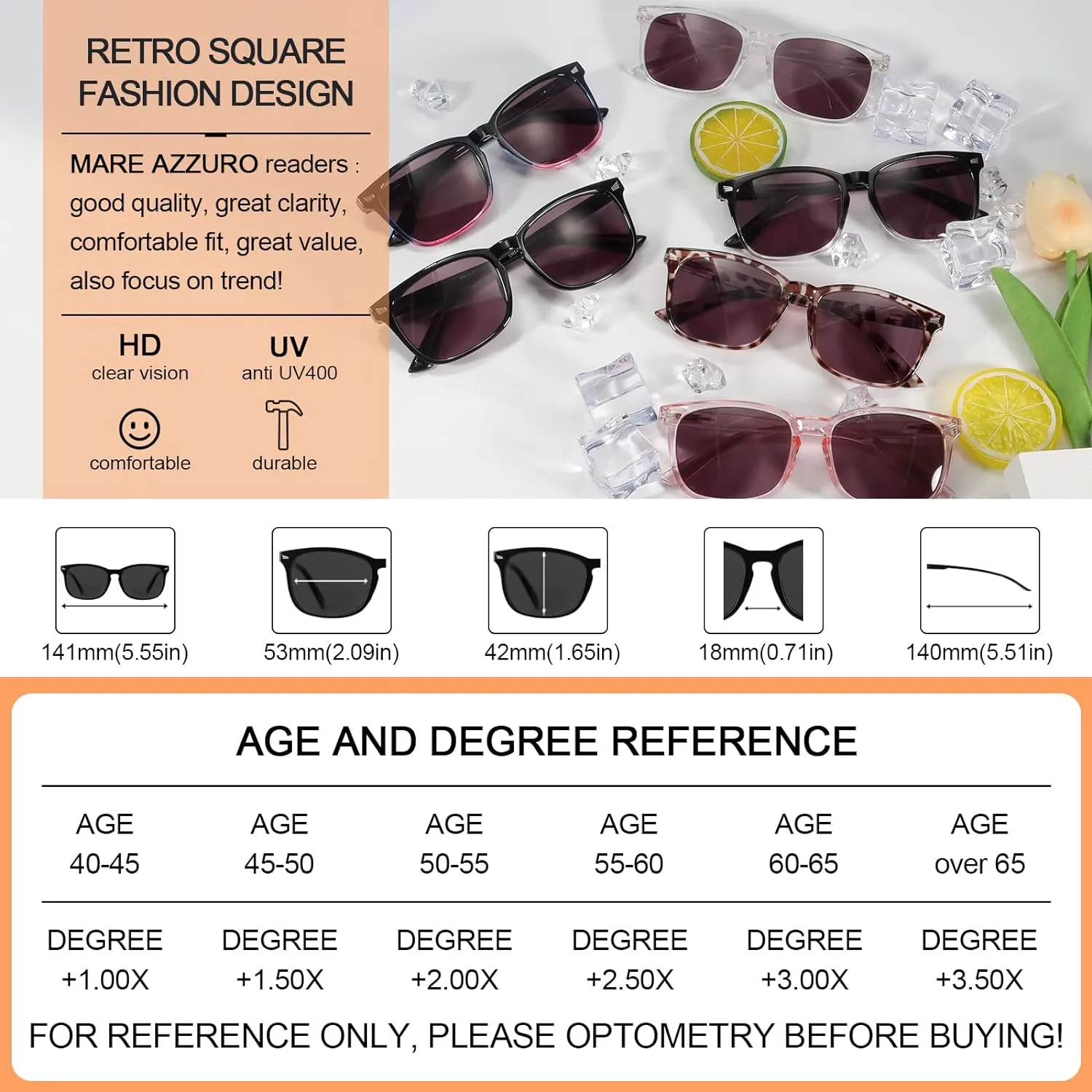 MARE AZZURO Reader Sunglasses for Women Sun Reading Glasses 0.50 0.75 1.00 1.25 1.50 1.75 2.00 2.25 2.50 2.75 3.00 3.25 3.50 3.75 4.00 (Leopard, 2.50)