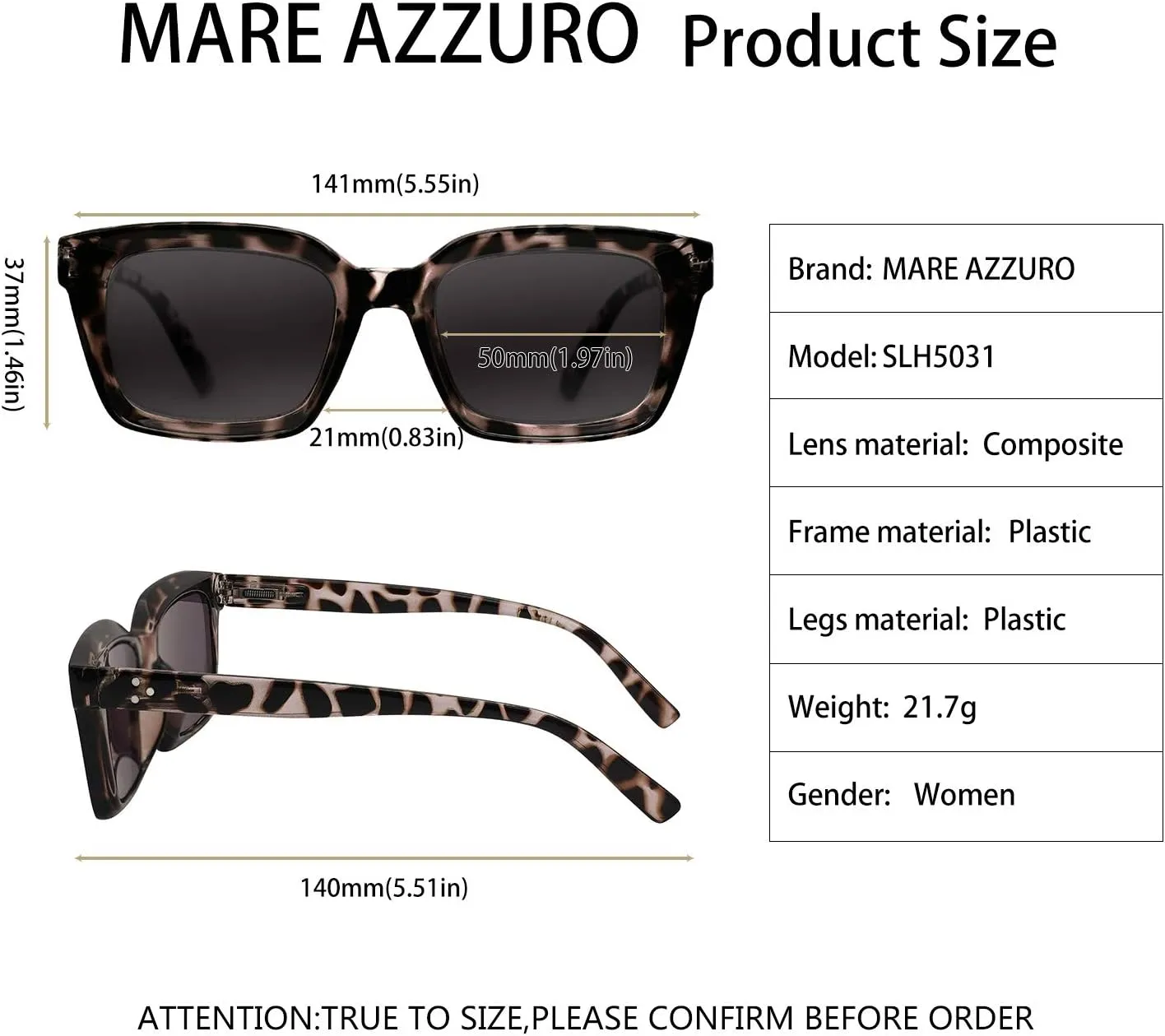 MARE AZZURO Reader Sunglasses Women UV Protection Outdoor Reading Glasses 0.5 0.75 1.0 1.25 1.5 1.75 2.0 2.25 2.5 2.75 3.0 3.25 3.5 3.75 4.0 (Brown, 50)