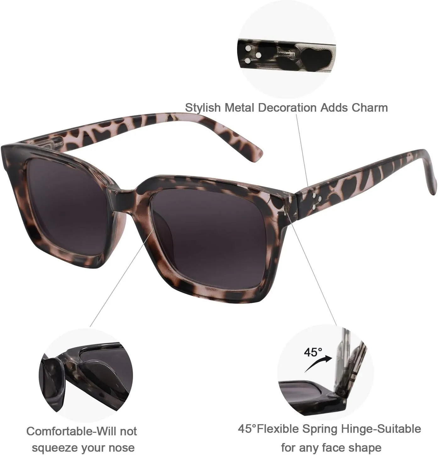 MARE AZZURO Reader Sunglasses Women UV Protection Outdoor Reading Glasses 0.5 0.75 1.0 1.25 1.5 1.75 2.0 2.25 2.5 2.75 3.0 3.25 3.5 3.75 4.0 (Brown, 50)
