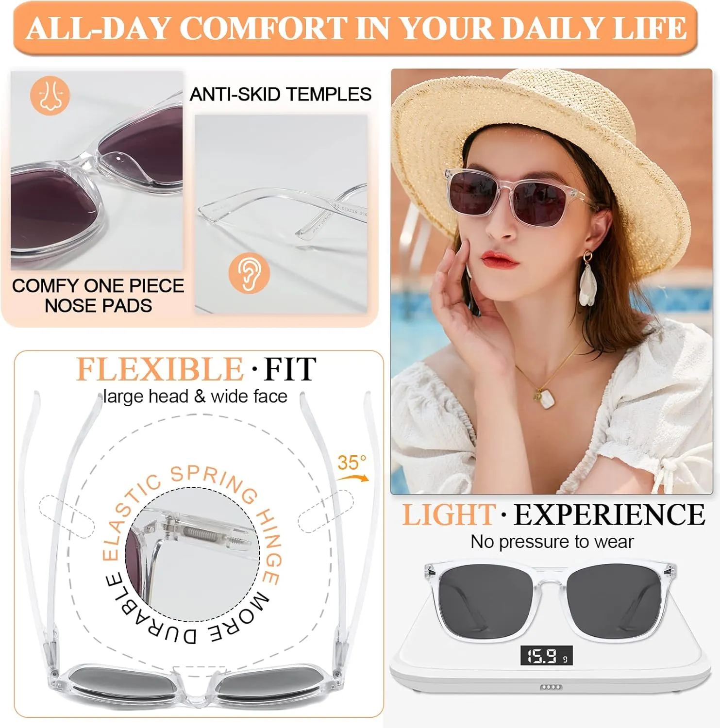 MARE AZZURO Sunglasses Readers Women Reading Glasses 50 75 100 125 150 175 200 225 250 275 300 325 350 375 400 (Transparent, 1.75)