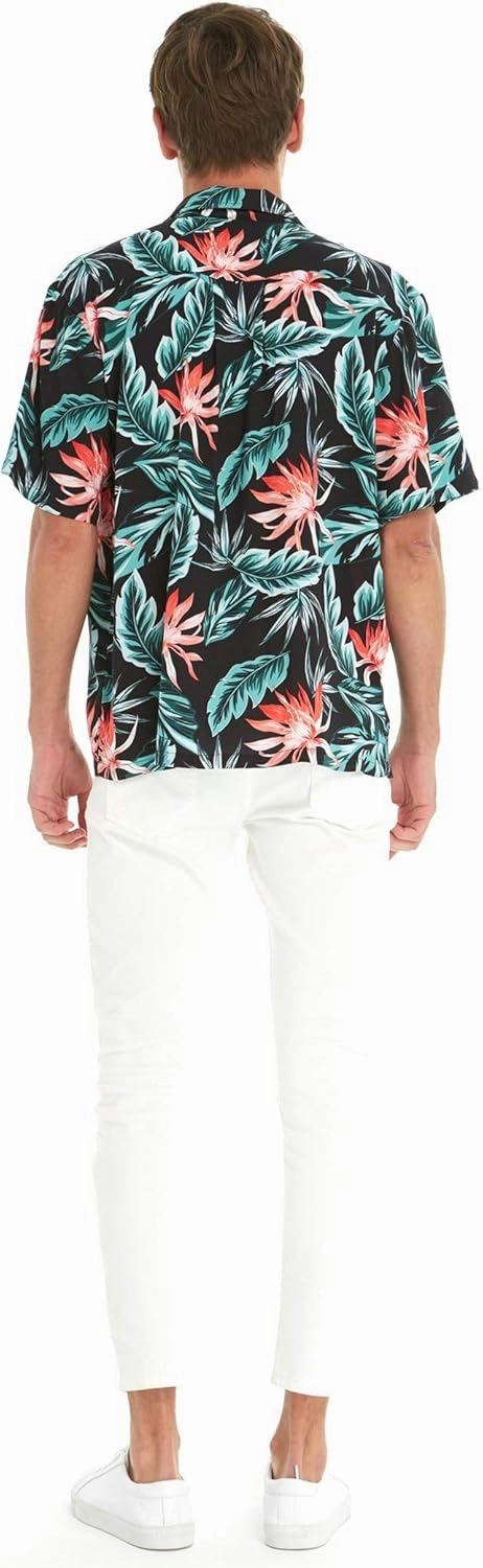 Matchable Couple Hawaiian Luau Shirt or Spaghetti Strap Top in Blooming Lily Black