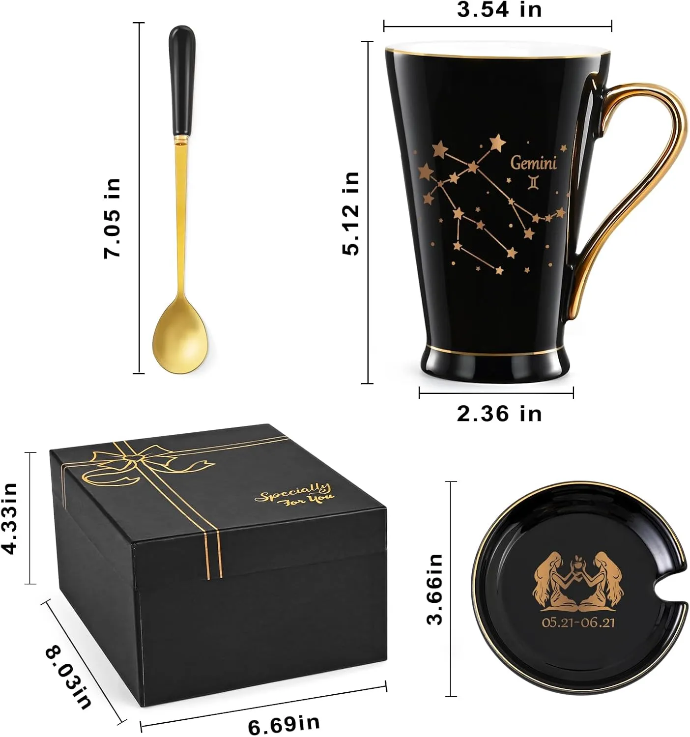 Maustic Gemini Gifts for Women & Men - Zodiac Sign & Astrology Gifts for Best Friend & Lover - Gemini Coffee Mug, 12 Oz