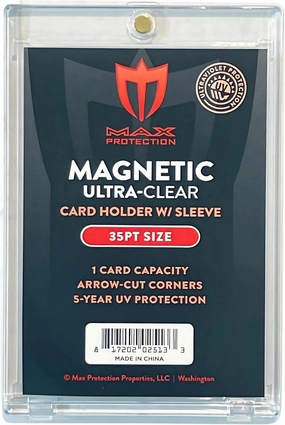 Max Protection Magnetic Card Holder for Sleeved Cards – 10-Pack 35pt Ultra-Clear Cases – Hard Plastic Card Sleeves Holders, UV Protector Case - Fits Standard Sports Baseball Trading Cards