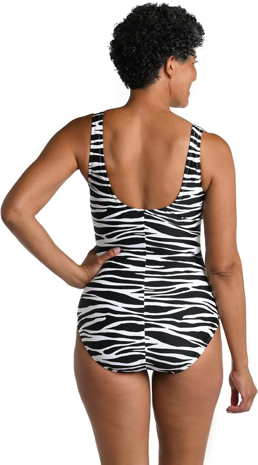 Maxine Of Hollywood Women's Side Shirred Girl Leg One Piece Swimsuit