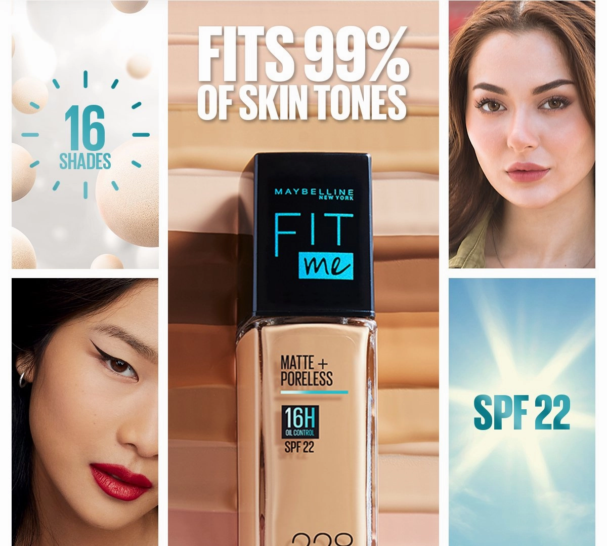 Maybelline Ny New Fit Me Matte   Poreless Liquid Foundation Spf 22 - 120 Classic Ivory 30Ml - For Normal To Oily Skin