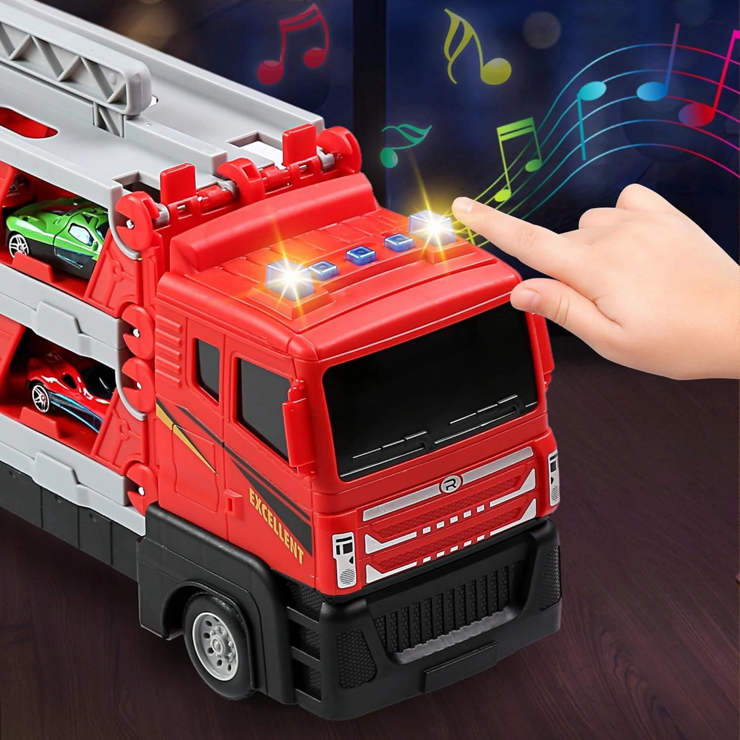 Mega Hauler Truck with Ejection Race Track, Boys Toys Age 4-6, Toddler Toy Trucks with Race Car Track, Toys for Ages 5-7, Toy Truck with 6 Mini Die-Cast Cars, Boy Toy for 3 4 5 6