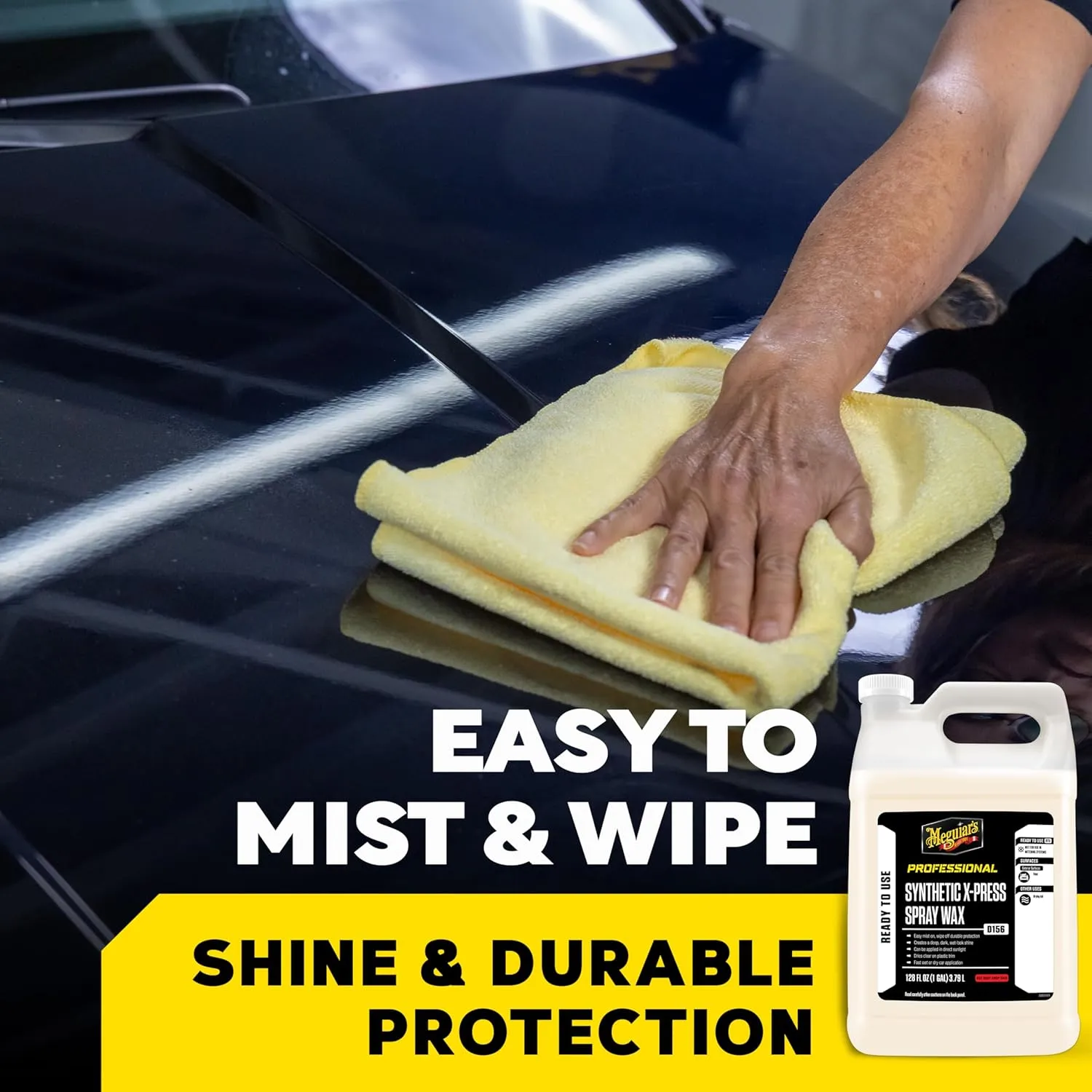 Meguiar's D15601 Synthetic X-Press Spray Wax for Car Detailing, Creates a Deep Shiny Look, Can Be Applied to Wet or Dried Paint and In Direct Sunlight, Moisture Rolls Off Waxed Paint, 1 Gallon