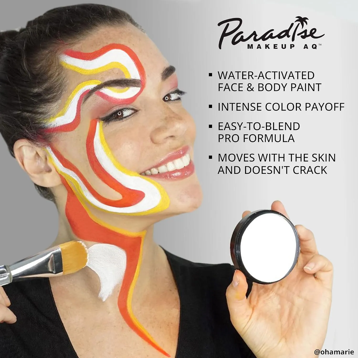 Mehron Makeup Paradise Makeup AQ Pro Size | Stage & Screen, Face & Body Painting, Special FX, Beauty, Cosplay, and Halloween | Water Activated Face Paint & Body Paint 1.4 oz (40 g) (White)