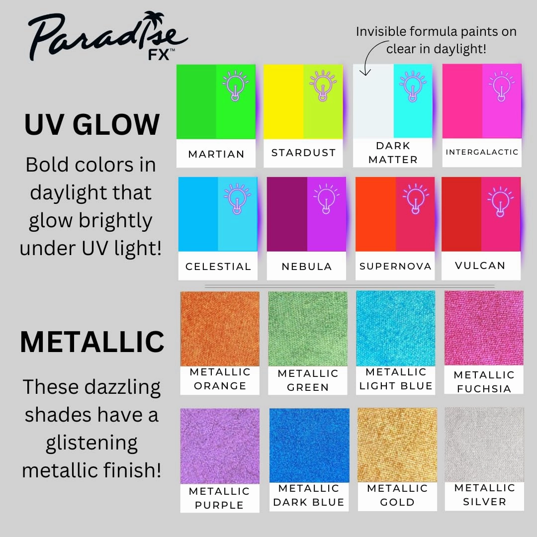 Mehron Makeup Paradise FX Makeup Pro Size | Stage & Screen, Face & Body Painting, Special FX, Beauty, Cosplay, and Halloween | Water Activated Face Paint & Body Paint 1.4 oz (40 g) (Metallic Blue)