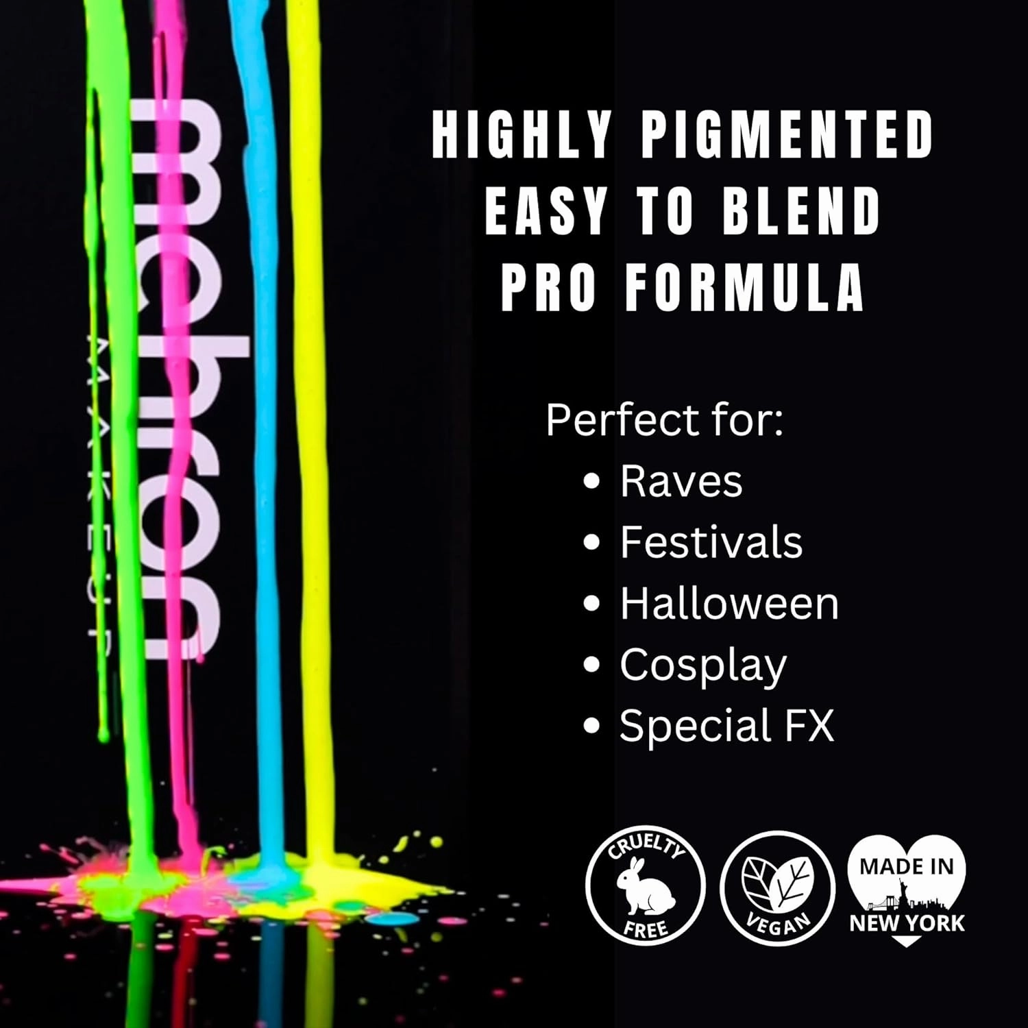 Mehron Makeup Paradise FX Makeup Pro Size | Stage & Screen, Face & Body Painting, Special FX, Beauty, Cosplay, Halloween | Water Activated Face Paint & Body Paint 1.4 oz (40 g) (Neon Clear/Blue UV)