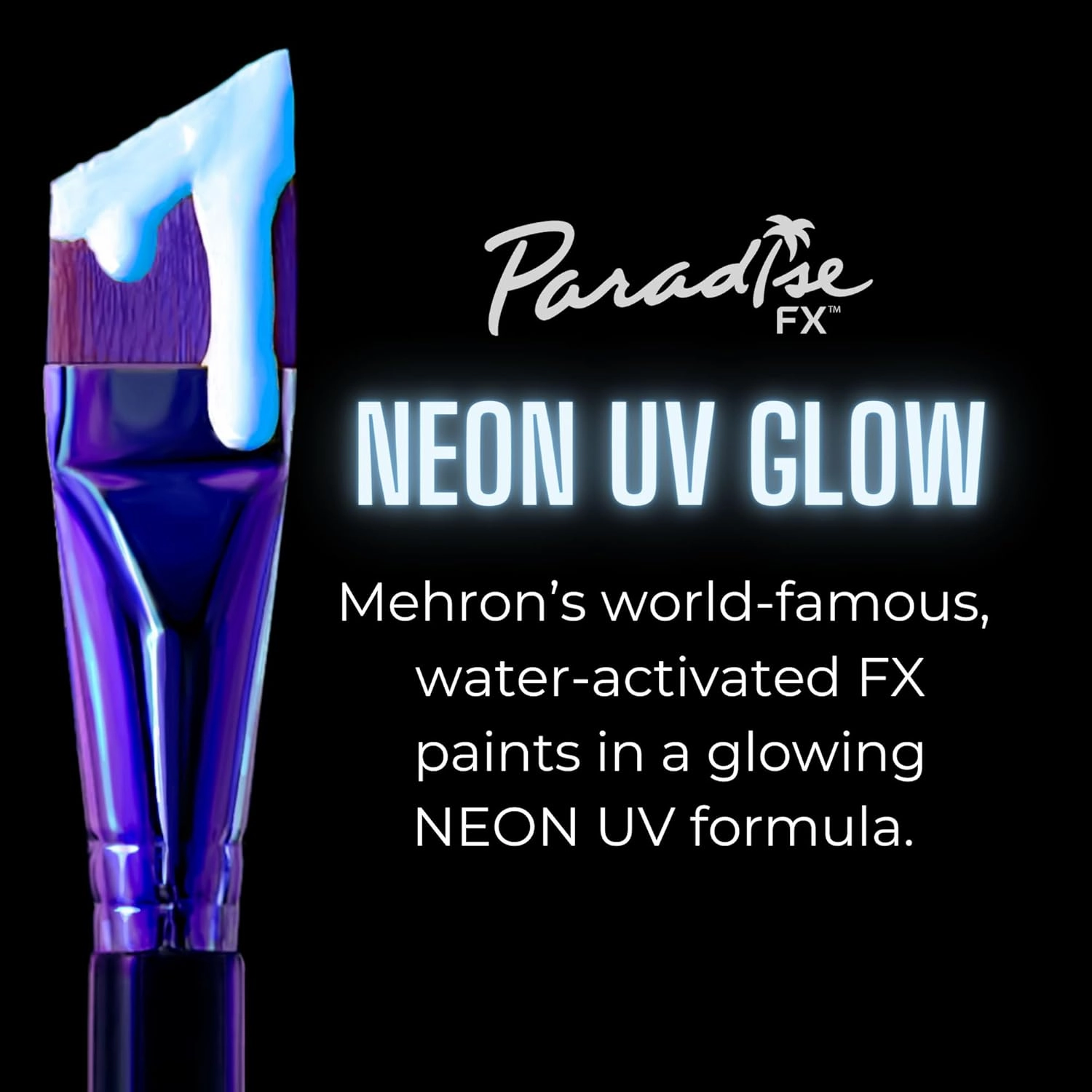 Mehron Makeup Paradise FX Makeup Pro Size | Stage & Screen, Face & Body Painting, Special FX, Beauty, Cosplay, Halloween | Water Activated Face Paint & Body Paint 1.4 oz (40 g) (Neon Clear/Blue UV)