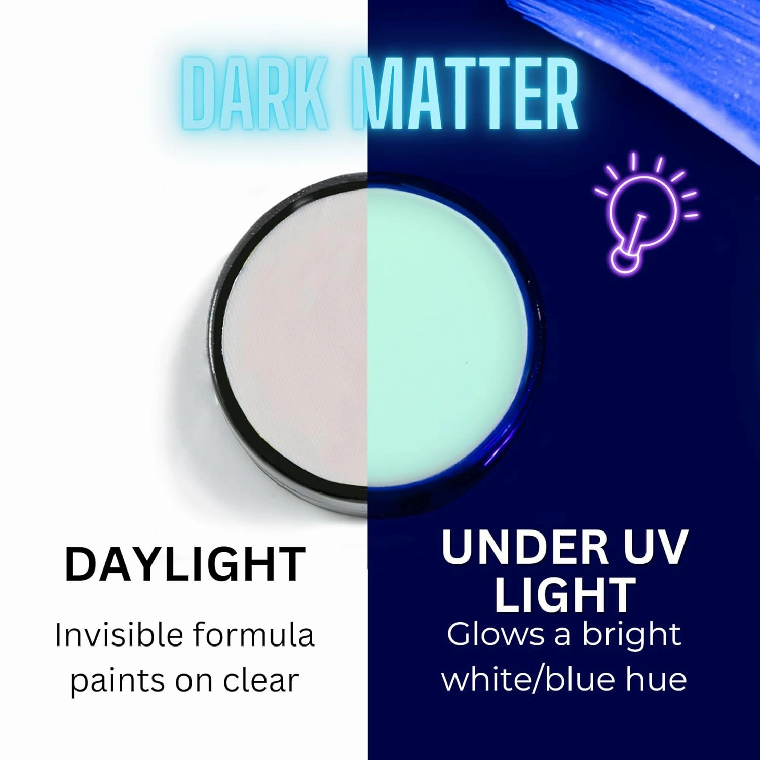 Mehron Makeup Paradise FX Makeup Pro Size | Stage & Screen, Face & Body Painting, Special FX, Beauty, Cosplay, Halloween | Water Activated Face Paint & Body Paint 1.4 oz (40 g) (Neon Clear/Blue UV)