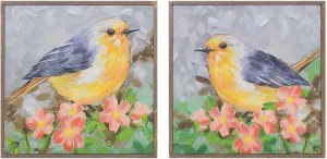 Melrose International Framed Bird Canvas Block (Set of 4)