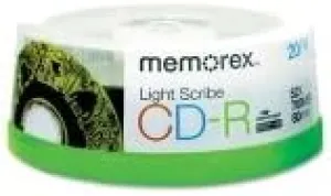 Memorex 04534 - CD-R Recordable Disc, LightScribe, 700MB, Spindle, 20/Pk-MEM04534