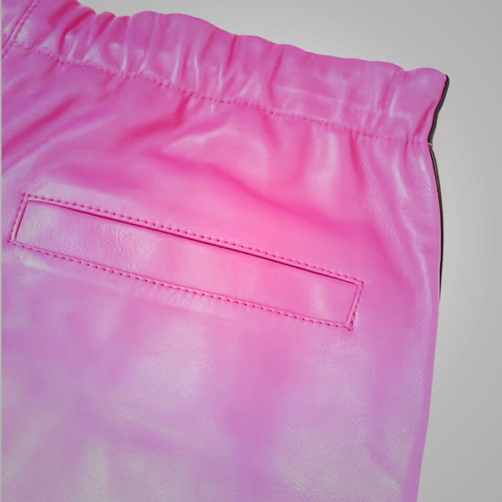 Men's Pink Sheepskin Leather Pants